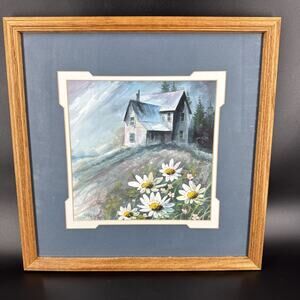 Vintage Carl James Signed Mixed Media Framed Art Work Wall Hanging Dewey OK